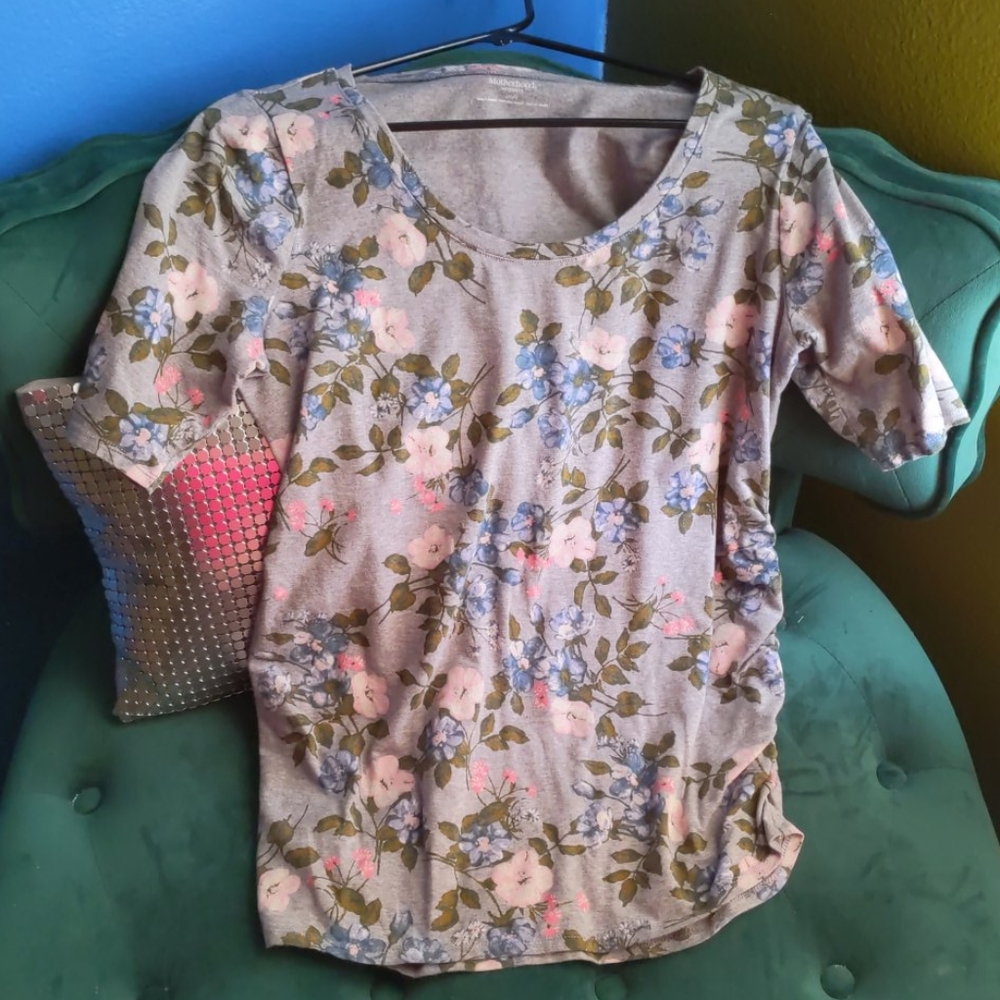 Grey Floral Maternity Top